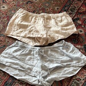 Brandy Melville Cream and Gray Pajama Shorts